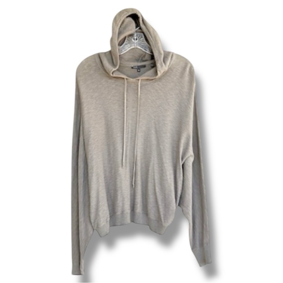 Vince Sweaters - Vince Taupe Slub Knit Cotton Slouchy Hooded Sweater Size Small